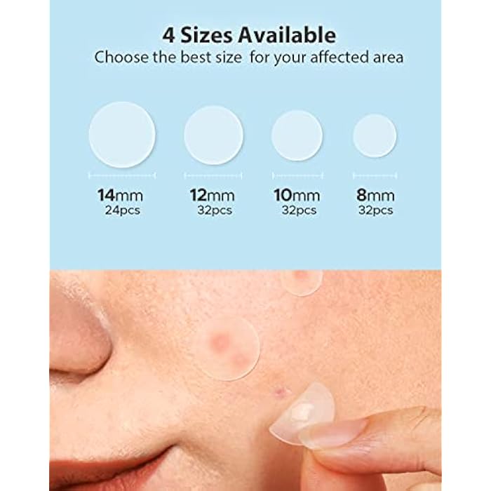 LitBear Acne Pimple Patches- Day and Night 4 Sizes 180 Dots Thin & Thick Hydrocolloid Patches with Witch Hazel, Tea Tree & Calendula Oil, Extra Adhesion for Face Zit Patch Dots - Image 5