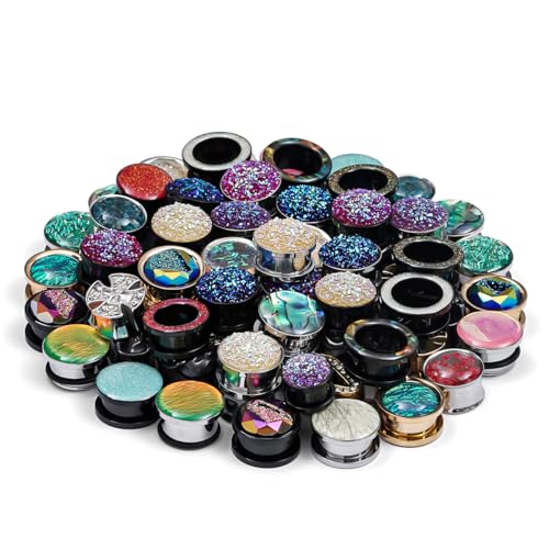 TBOSEN 10 Pairs Stainless Steel | Wood Random Colors Ear Gauges Tunnels Plugs Body Piercing Lucky Bag 2g-1 inch - Image 5