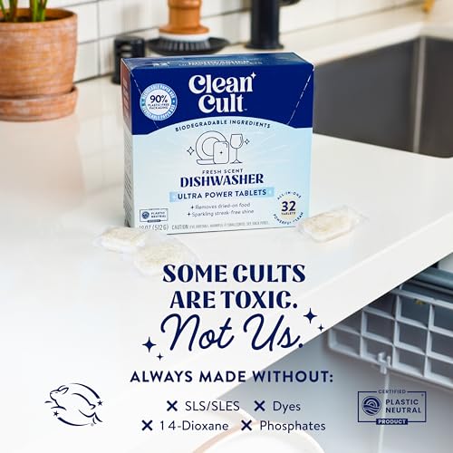 Cleancult Ultra Power Dishwasher Detergent Pods for Sparkling Streak-Free Shine, All-In-One, No Plastic Waste, 32 Count - Image 4