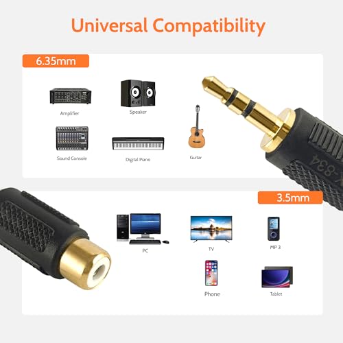 MX 3.5mm Stereo Male to Dual 3.5mm Female Audio Adapter – Gold Plated Jack Splitter Converter for Smartphone, Tablet, Laptop, TV, PC, Speakers & Amplifier (Pack of 1) - Image 2