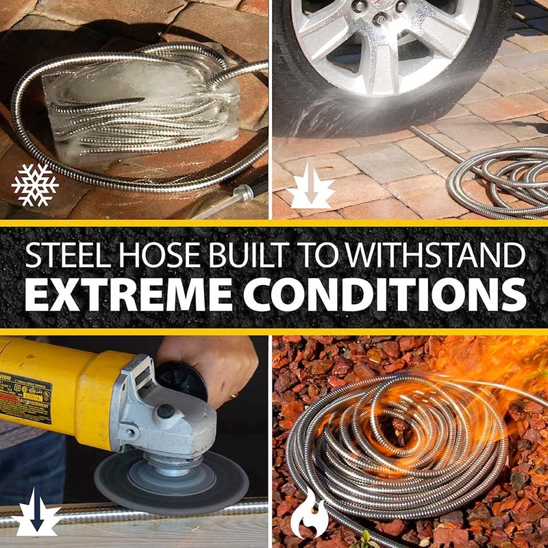 BIONIC STEEL 75 Ft Garden Hose with Nozzle, Premium 304 Stainless Steel Metal Water Hose 75Ft, Flexible, Rust Proof, Lightweight, Heavy Duty, Crush Resistant Fittings, Easy Coil, 500 PSI, 2025 Model - Image 3