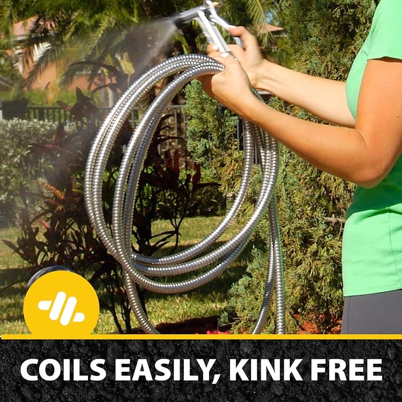 BIONIC STEEL 75 Ft Garden Hose with Nozzle, Premium 304 Stainless Steel Metal Water Hose 75Ft, Flexible, Rust Proof, Lightweight, Heavy Duty, Crush Resistant Fittings, Easy Coil, 500 PSI, 2025 Model - Image 4