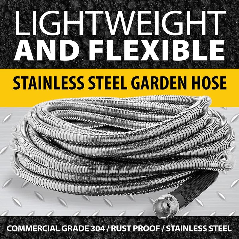 BIONIC STEEL 75 Ft Garden Hose with Nozzle, Premium 304 Stainless Steel Metal Water Hose 75Ft, Flexible, Rust Proof, Lightweight, Heavy Duty, Crush Resistant Fittings, Easy Coil, 500 PSI, 2025 Model - Image 2