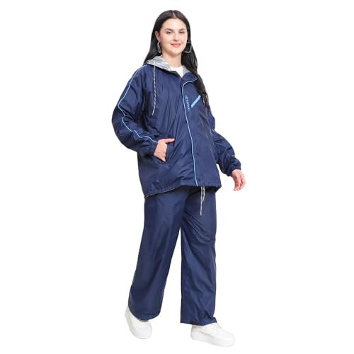 Zacharias Women's Waterproof Double Layer Raincoat/Rainsuit With Pant (kv-01_Navy.Blue_3X-Large) - Image 4