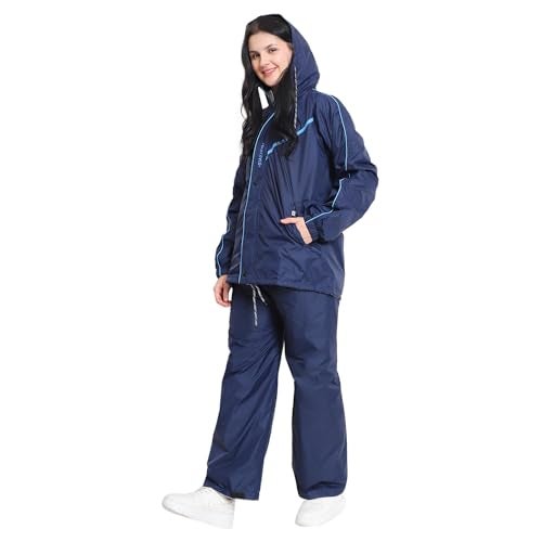 Zacharias Women's Waterproof Double Layer Raincoat/Rainsuit With Pant (kv-01_Navy.Blue_3X-Large) - Image 3
