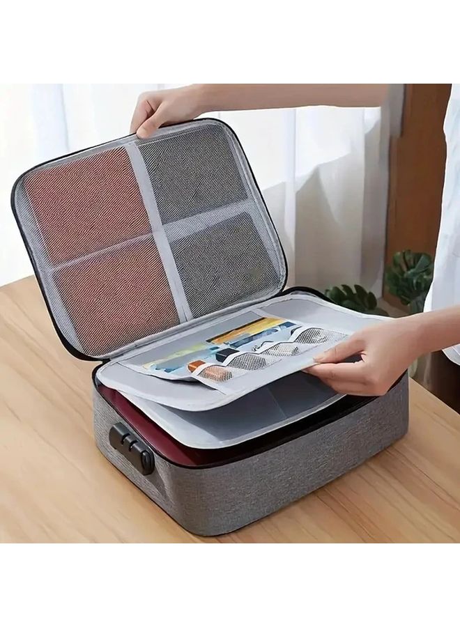 Large Capacity Blue File Organizer Bag 3 Tier Portable Office Storage - Image 4
