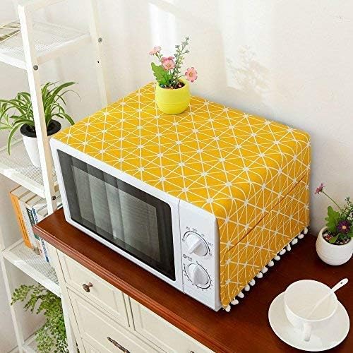 Topinon Cotton Microwave Oven Cover with Pocket (Yellow, 85 x 35 cm, Standard) - Image 4