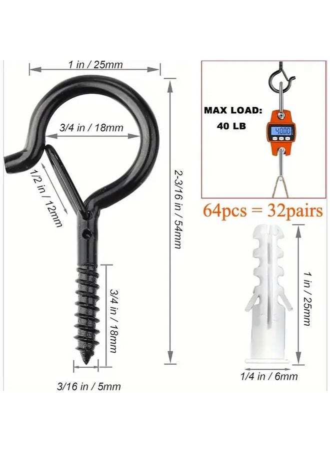 64pcs Ceiling Plant Hanger Hook Tool Outdoor String Lights Basket Rotating Bracket Thickened Anti Fall Safety Buckle - Image 1