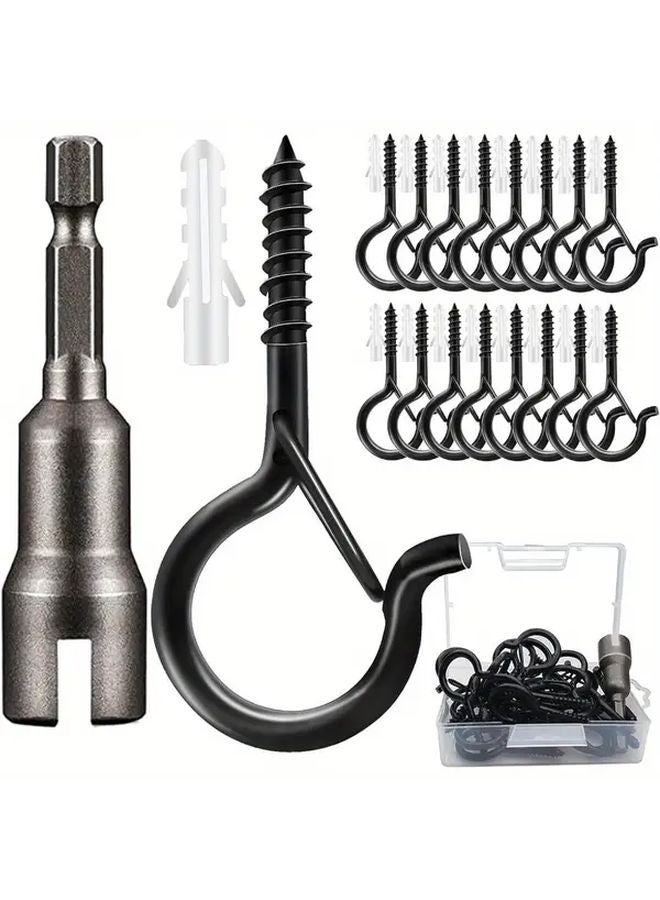 64pcs Ceiling Plant Hanger Hook Tool Outdoor String Lights Basket Rotating Bracket Thickened Anti Fall Safety Buckle - Image 2