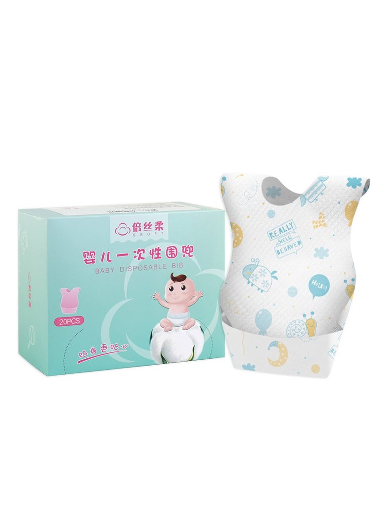 Baby and Infant Disposable Travel Bibs - Soft, Leakproof, for Toddlers Babies, Feeding, Traveling, (60PCS) Snail - Image 2