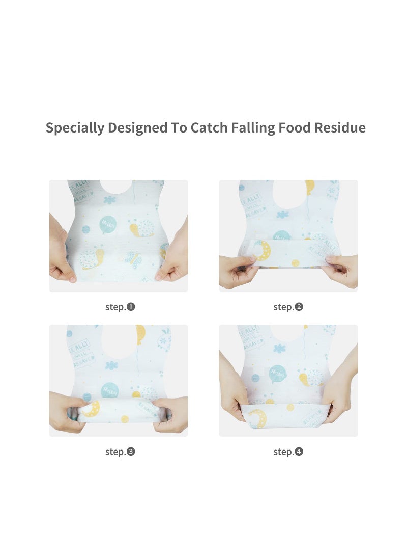 Baby and Infant Disposable Travel Bibs - Soft, Leakproof, for Toddlers Babies, Feeding, Traveling, (60PCS) Snail - Image 5