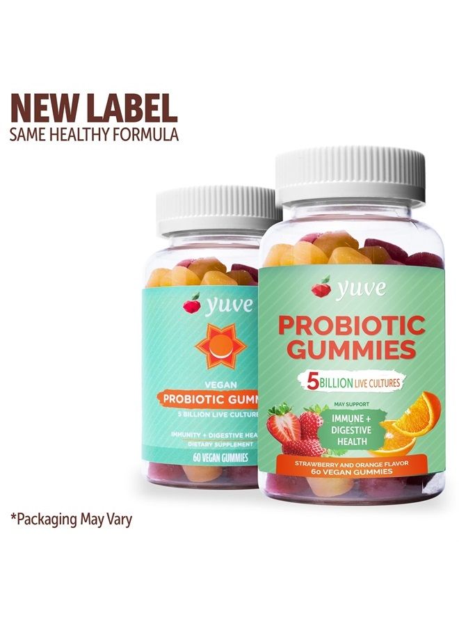 Yuve Vegan Probiotic Gummies, Probiotics for Women & Men, Sugar & Gluten-Free Gummy Probiotics, Digestive & Immune Support, 5 Billion CFU, Helps with Constipation, Bloating & Leaky Gut, Non-GMO - 60ct - Image 5