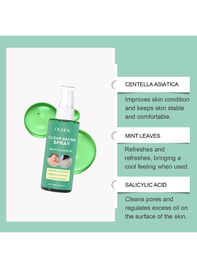 OUHOE Bacne Spray for Back Acne – Salicylic Acid & Witch Hazel Formula – Soothes & Hydrates – Fast-Acting, Non-Irritating, Safe for Teens & Adults – For All Skin Types - Image 5