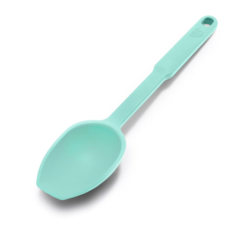 GreenLife Cooking Tools and Utensils Silicone Spoon for Scooping Scraping and Mixing Heat and Stain Resistant Dishwasher Safe Turquoise