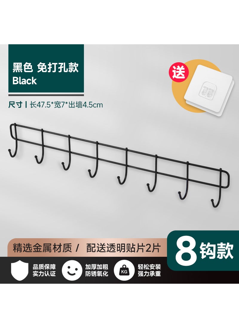 Generic Punch-free Powerful Hook Kitchen Bathroom Hook Hook Wall Hanging Wall Nail-free Clothes Load-bearing Seamless AdhesiveBlack eight hook (with two seamless stickers) Black eight hook (with two seamless stickers) 