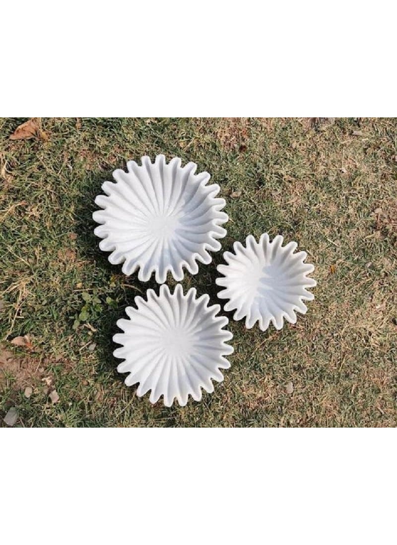 R&M - 12-Inch Marble Decorative Bowl | Wedding Flower Decor, Spa Aromatherapy Candle Holder | Marble Urli for Flower Arrangements, DIY Craft Projects & Garden Decor | LED Votive Candle Holder | White - Image 1