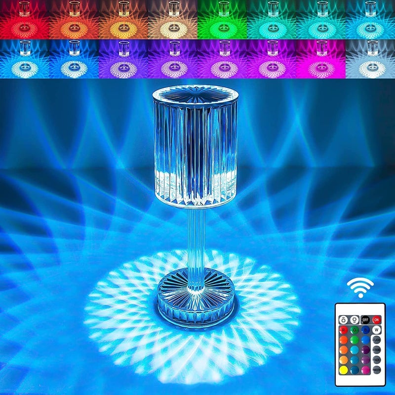 BM Ecom Traders Crystal Diamond Table Lamp Dimmable Touch And Remote Control Romantic 16 Color Diamond Table Lamps Usb Rechargable Led Night Stand Lamp Multicolor Crystal Stand Lamp - Image 1