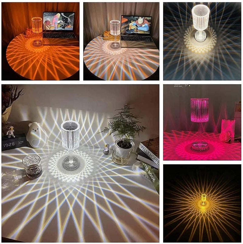 BM Ecom Traders Crystal Diamond Table Lamp Dimmable Touch And Remote Control Romantic 16 Color Diamond Table Lamps Usb Rechargable Led Night Stand Lamp Multicolor Crystal Stand Lamp - Image 2