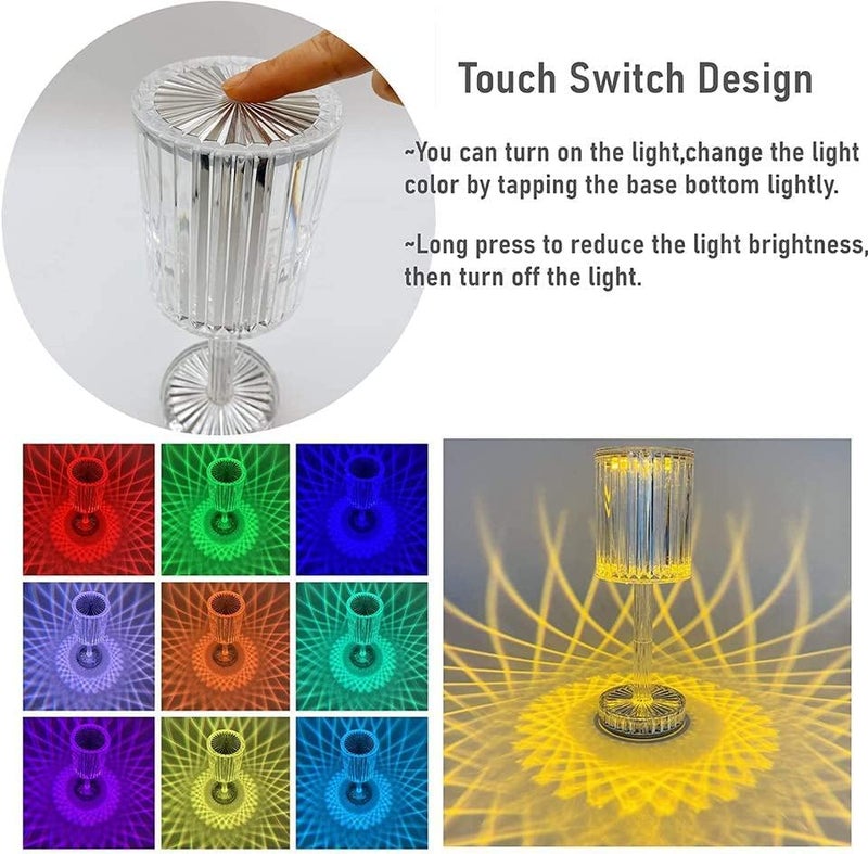 BM Ecom Traders Crystal Diamond Table Lamp Dimmable Touch And Remote Control Romantic 16 Color Diamond Table Lamps Usb Rechargable Led Night Stand Lamp Multicolor Crystal Stand Lamp - Image 4