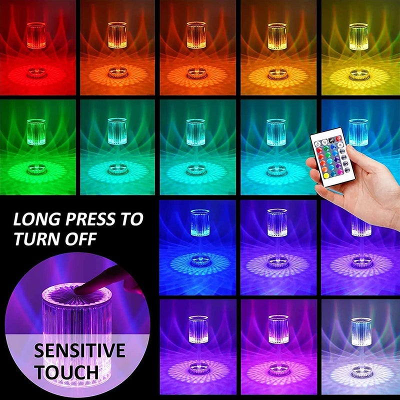 BM Ecom Traders Crystal Diamond Table Lamp Dimmable Touch And Remote Control Romantic 16 Color Diamond Table Lamps Usb Rechargable Led Night Stand Lamp Multicolor Crystal Stand Lamp - Image 5