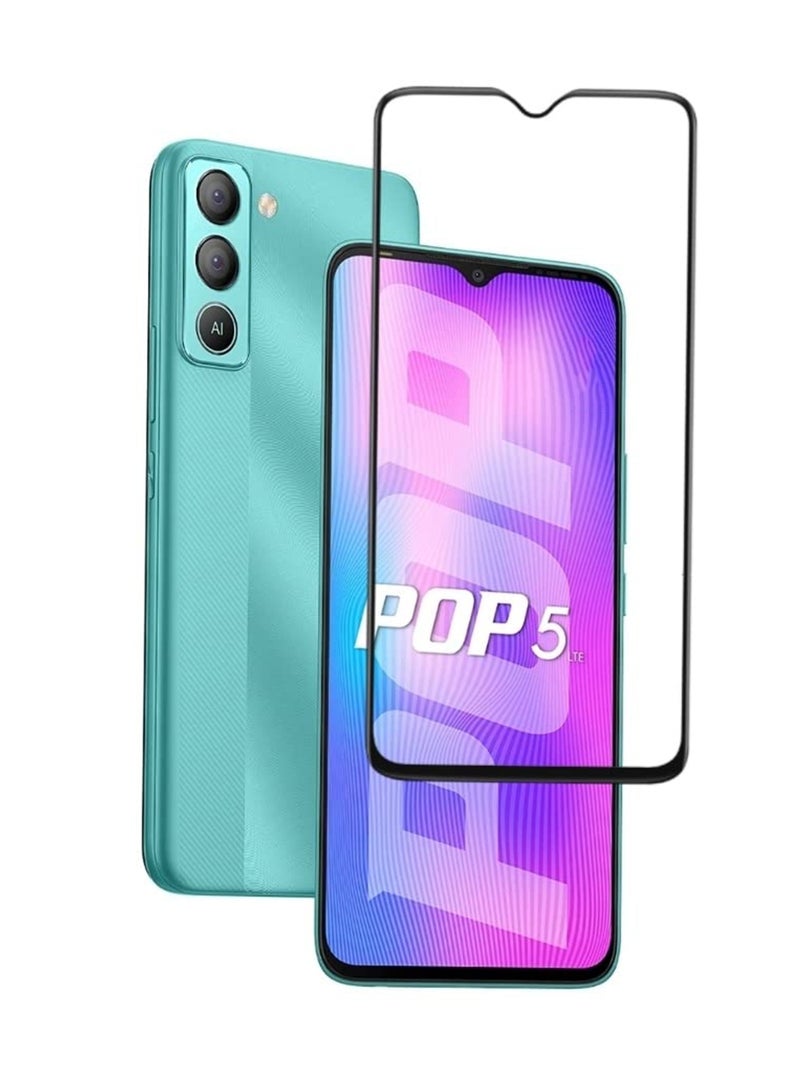 Tecno Pop 5 Lte Screen Protector – Premium Edge to Edge Tempered Glass Protector, High Transparency, Delicate Touch, Anti-Explosion, Smooth Arc Edges, Easy Installation - Image 1