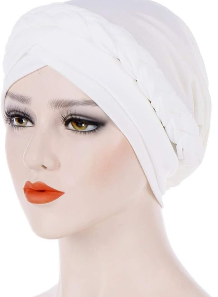 أوزيغالور 4 عبوات عمامة جديلة بغطاء رأس مجدول مسبق الربط للنساء - غطاء رأس أفريقي، بطبعة زهور وردية، وشاح رأس ناعم - Image 4