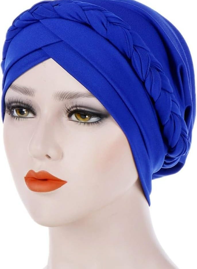 أوزيغالور 4 عبوات عمامة جديلة بغطاء رأس مجدول مسبق الربط للنساء - غطاء رأس أفريقي، بطبعة زهور وردية، وشاح رأس ناعم - Image 5