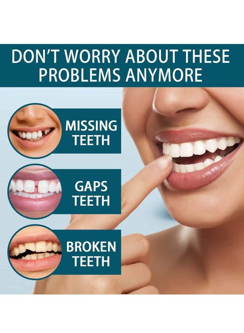 EELHOE 1 Pairs Temporary Teeth Perfect Cover, Cosmetic Veneers Teeth Temporary Dentures, Adjustable Snap On, Moldable False Teeth for Beautiful Smile, Nature and Comfortable, Fit Whitening Flex Denture Cover，Teeth Veneers Whitening Dentures - Image 3