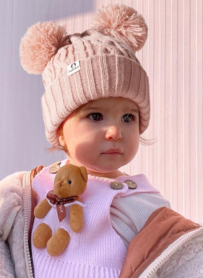 FURTALK Toddler Winter Hat Pom Pom Beanie Knitted Warm Hats for Baby Kids Boys Girls Pink - Image 3