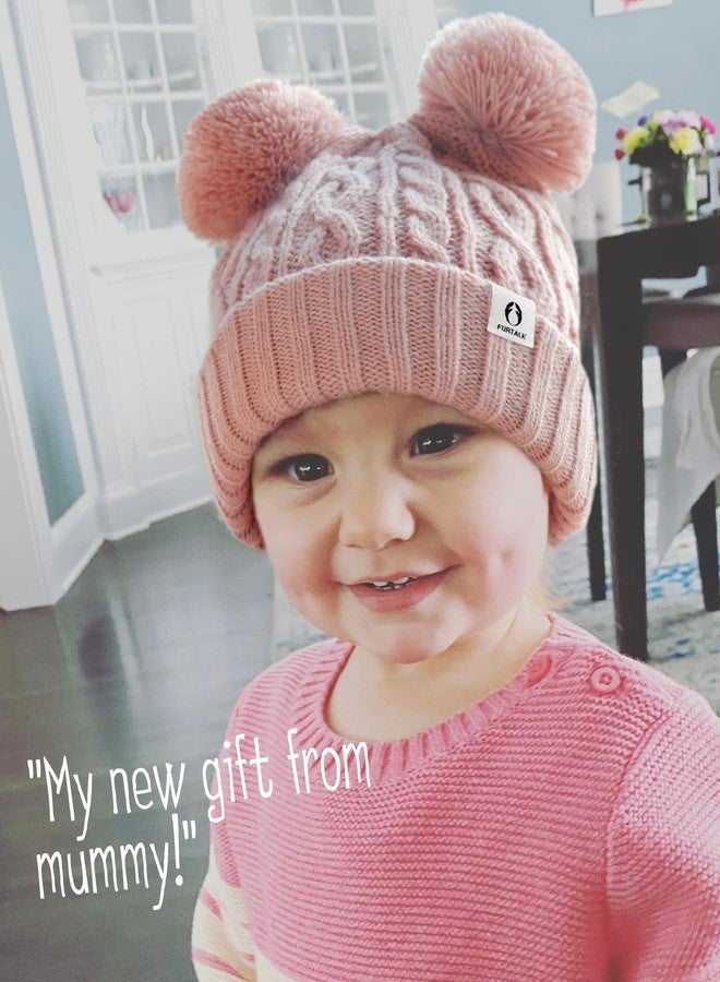 FURTALK Toddler Winter Hat Pom Pom Beanie Knitted Warm Hats for Baby Kids Boys Girls Pink - Image 4