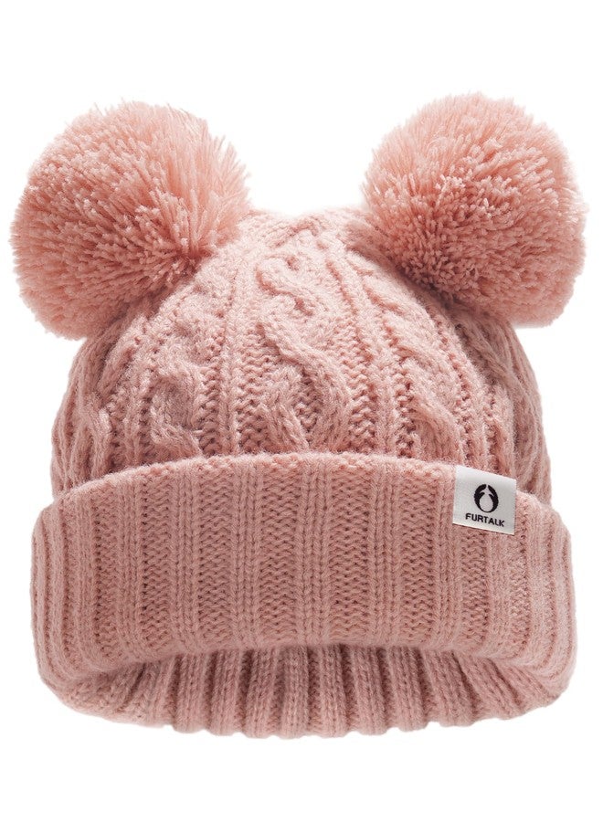 FURTALK Toddler Winter Hat Pom Pom Beanie Knitted Warm Hats for Baby Kids Boys Girls Pink - Image 1