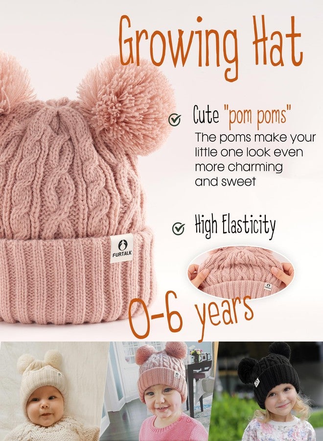 FURTALK Toddler Winter Hat Pom Pom Beanie Knitted Warm Hats for Baby Kids Boys Girls Pink - Image 5