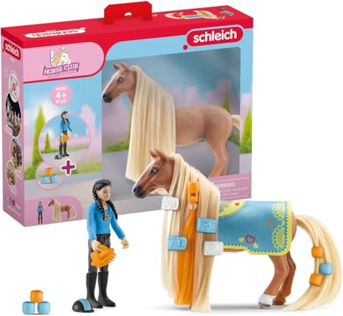 Schleich Horse Club Sofias Beauties 18Piece Horse Beauty Set Horse Rider Kim and Horse Figurine with Brushable Styling Hair Plus Bead and Clip Accessories Gift for Boys and Girls Ages 5 and up - Image 1