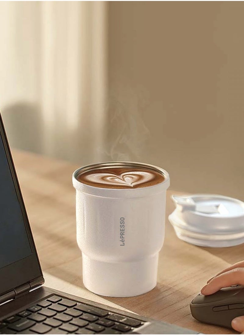 LePRESSO Insulated Tumbler Hot & Cold Drinks 450ML - White  - Image 2