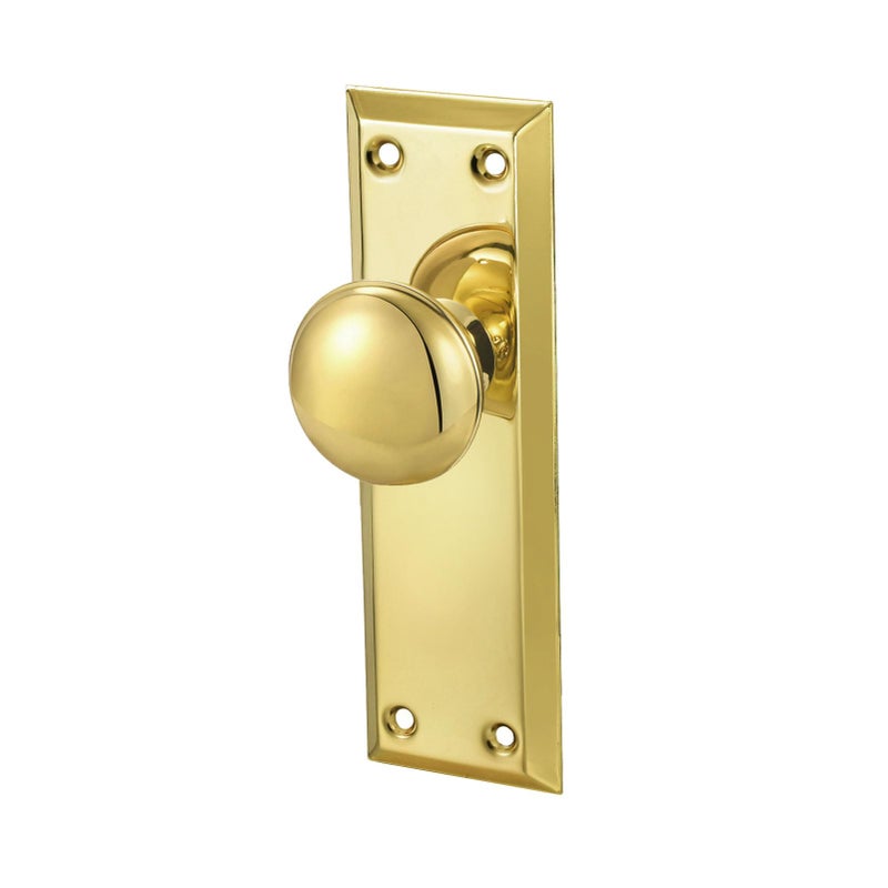 newliplace 2 Pack Vintage Single Sided Dummy Door Knobs Interior, Antique Long Plate Dummy Door Knobs in Polished Brass - Image 1