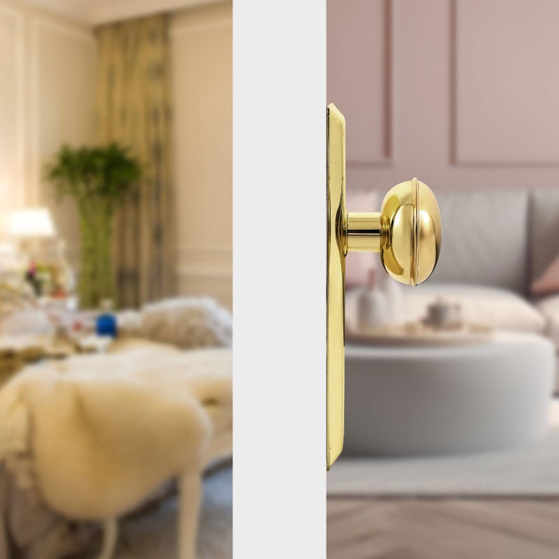 newliplace 2 Pack Vintage Single Sided Dummy Door Knobs Interior, Antique Long Plate Dummy Door Knobs in Polished Brass - Image 3