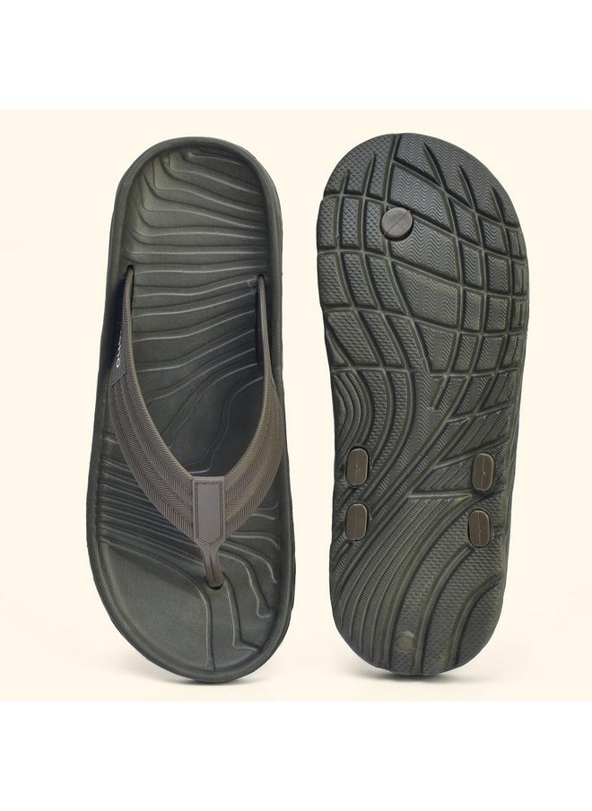 YOHO YOHO Cushion Slippers for Men| Durable| Lightweight| Waterproof| Olive Green - UK 6  - Image 4