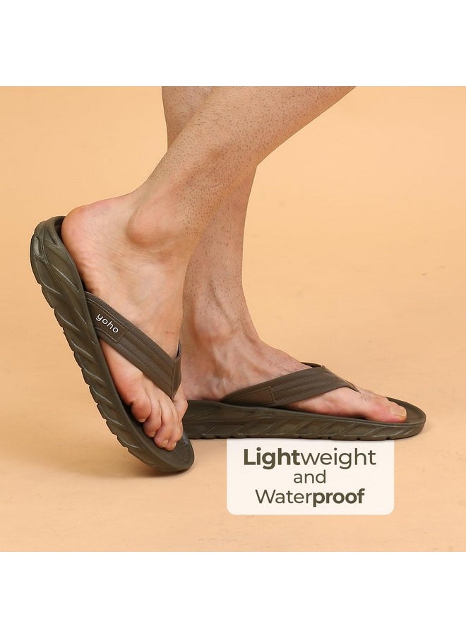 YOHO YOHO Cushion Slippers for Men| Durable| Lightweight| Waterproof| Olive Green - UK 6  - Image 2