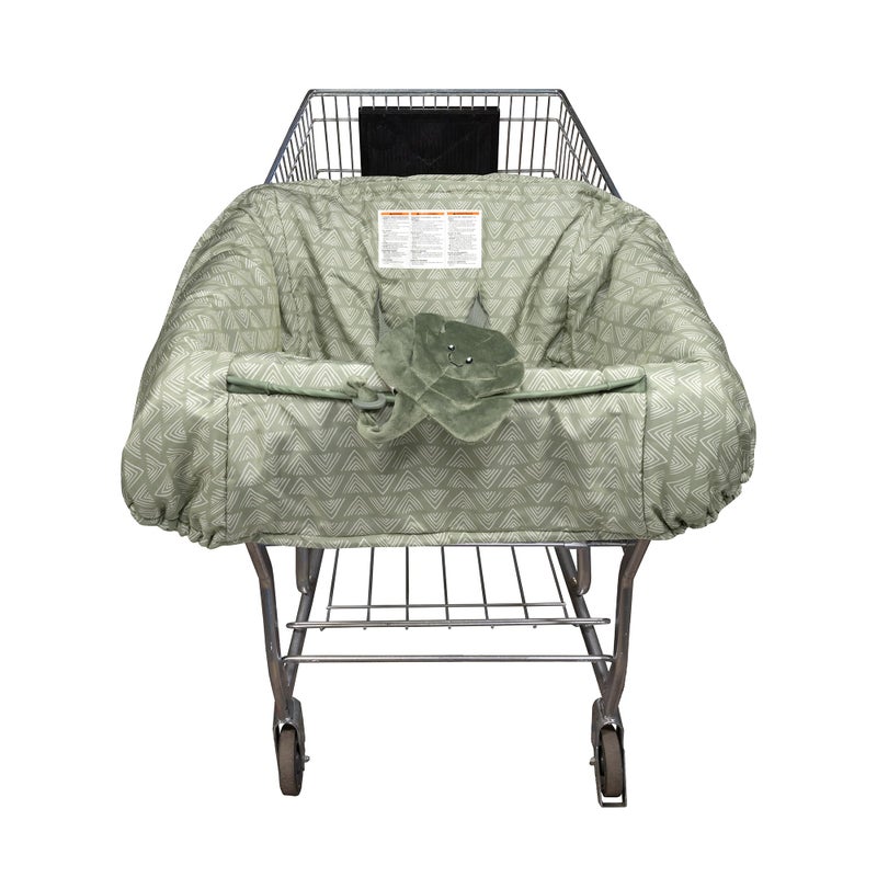 Boppy Shopping Cart Cover for Baby - 360Â° Coverage Cart Cover for Babies with Safety Harness, Toy Tether, One-Hand Placement, Machine-Washable, 6 Month & Up - Happy Green Leaves - Image 1