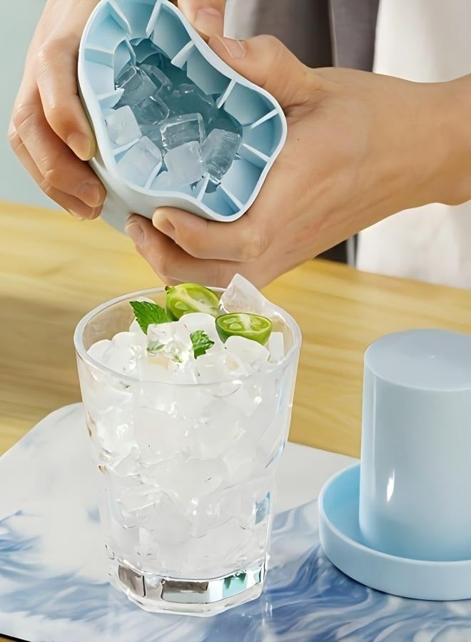 Ceamere Silicone Mini Cylinder Ice Cube Mold - Make 60 Small Ice Cubes in a Bucket with Lid - Easy-Release Press-Type Ice Cup Mold  - Image 1