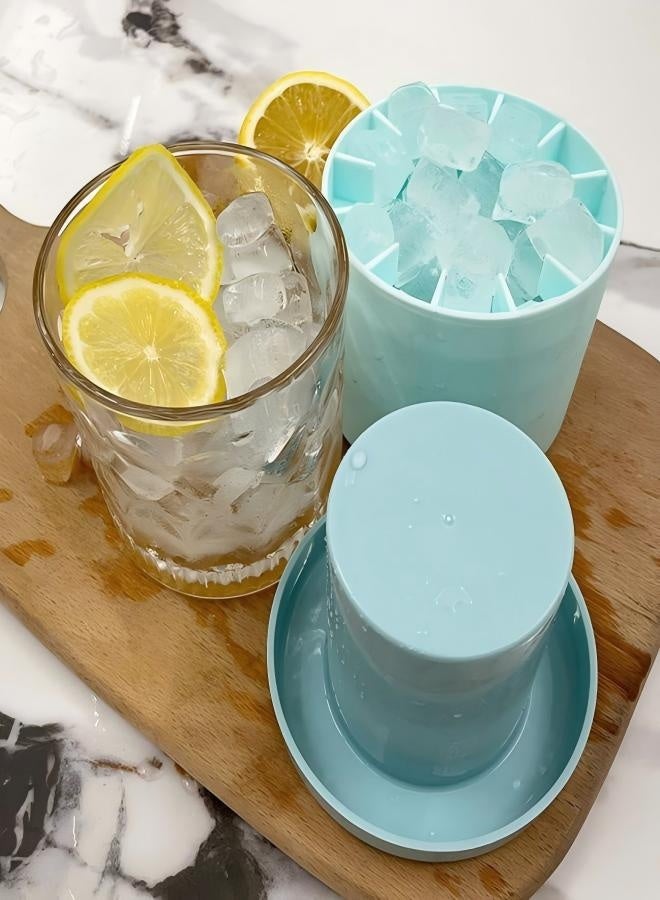 Ceamere Silicone Mini Cylinder Ice Cube Mold - Make 60 Small Ice Cubes in a Bucket with Lid - Easy-Release Press-Type Ice Cup Mold  - Image 2