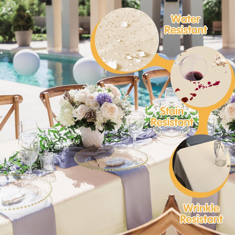 BRILLMAX 6 Pack Beige Tablecloths 60 x 102 Inch for 6ft Rectangle Tables - 150 GSM Polyester Fabric, 15" Standard Drop, Water, Stain & Wrinkle Resistant Cloth Cover for Wedding Banquet Dining Buffet - Image 3