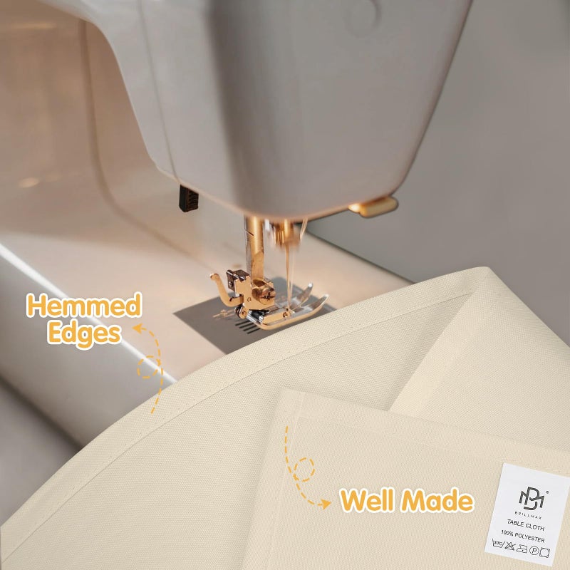 BRILLMAX 6 Pack Beige Tablecloths 60 x 102 Inch for 6ft Rectangle Tables - 150 GSM Polyester Fabric, 15" Standard Drop, Water, Stain & Wrinkle Resistant Cloth Cover for Wedding Banquet Dining Buffet - Image 4