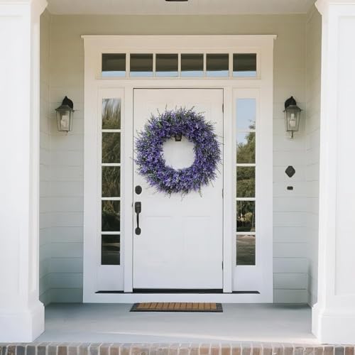 GLIDLION 32" Lavender & Eucalyptus Wreath for Front Door, Porch, Window - Large Artificial Greenery Outdoor Wreath for Home, Farmhouse Decor - Spring, Summer, Fall, All Seasons (Purple) - Image 2