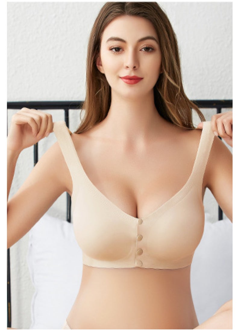 Generic Comfortably Breastfeeding Bra Front Opening Button Vest Fixed Without Rims Pregnant Nursing Bras  - Image 2