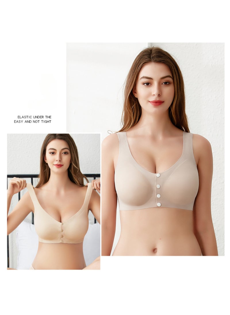 Generic Comfortably Breastfeeding Bra Front Opening Button Vest Fixed Without Rims Pregnant Nursing Bras  - Image 4
