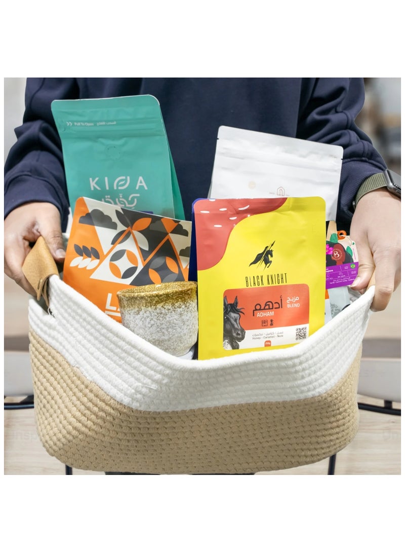 ميبرو بكج محاصيل القهوة المميز الانتقائي مجموعة من 5  محاصيل بن مع سلة وكوب قهوة - Image 2