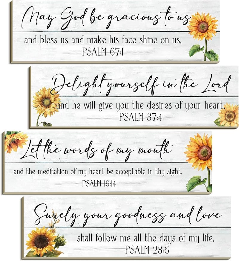 BPA 4 Pieces Bible Verses Wall Decor - Wooden Christian Signs - Image 1