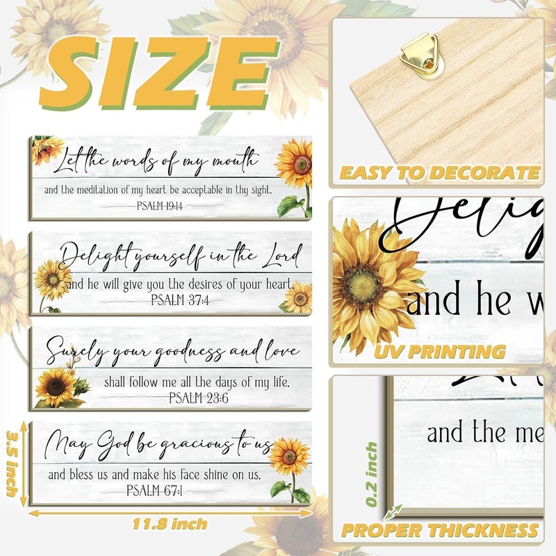 BPA 4 Pieces Bible Verses Wall Decor - Wooden Christian Signs - Image 2