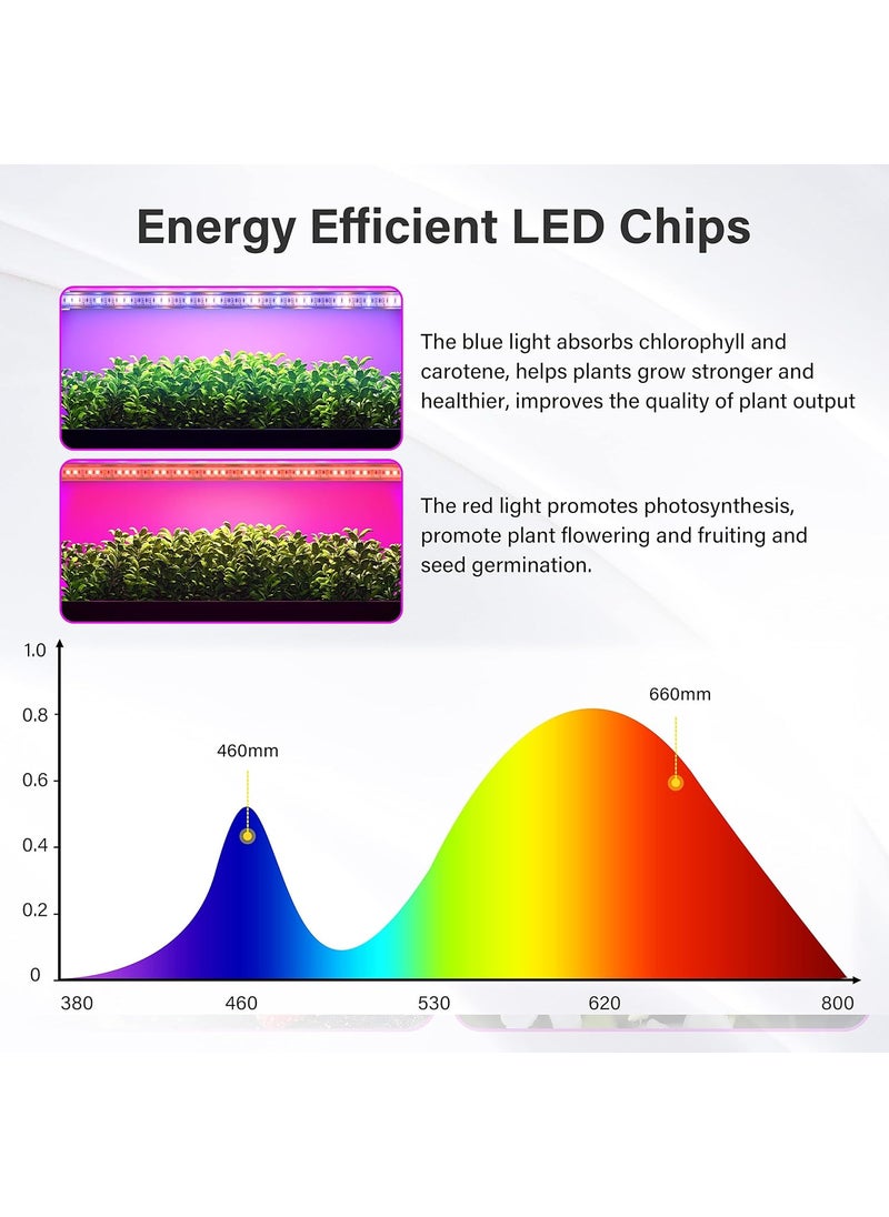 iPower iPower 60W LED Grow Lights with Full Spectrum Plant Growing Light Strips for Indoor Plant with Auto ONOff 3912H Timer 10 Dimmable Levels 48 LEDs Per Tude 4 Tubes RedBlue  - Image 5
